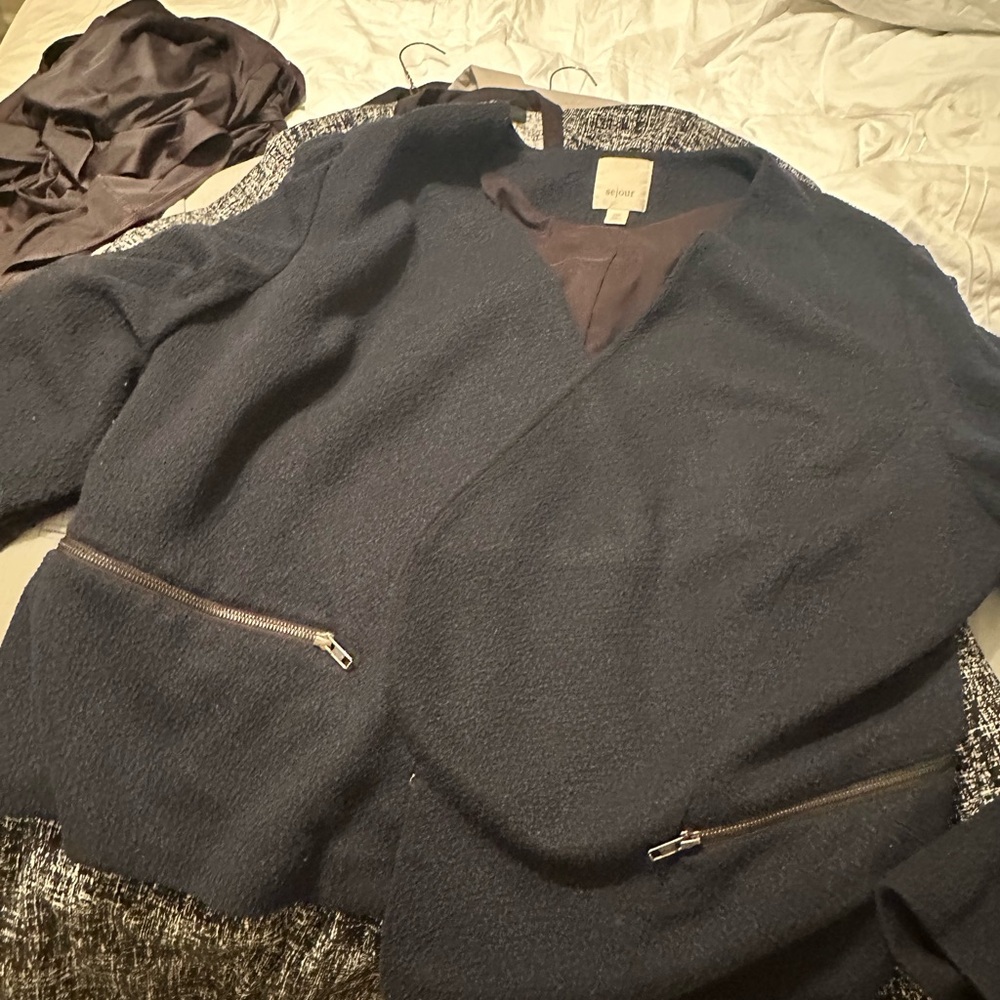 Sejour Midnight Blue Jacket with Zipper Accents